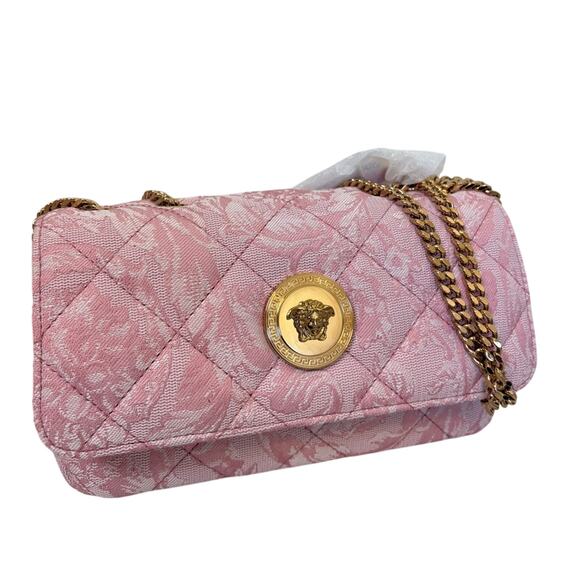 Versace Pink Quilted Shoulder Bag with Gold Chain - Picture 3 of 10